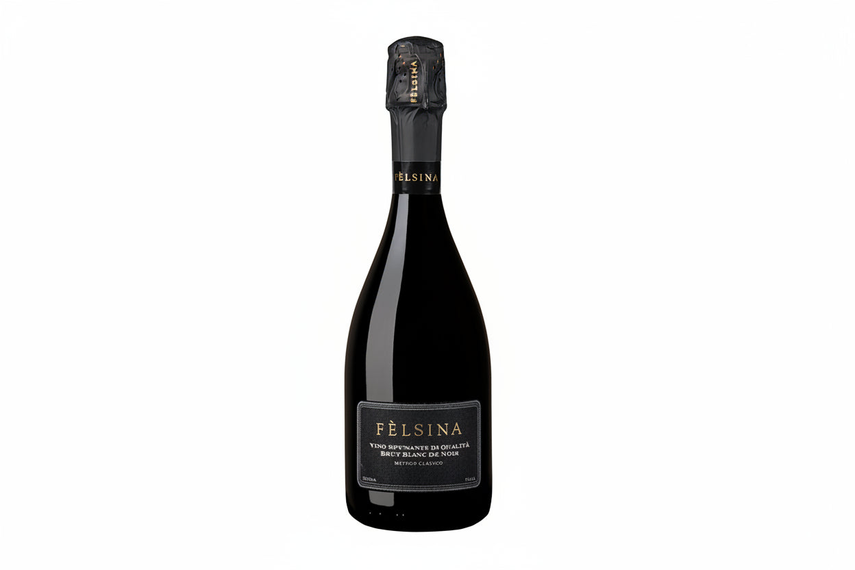 Spumante Brut Millesimato 2019 Blanc de Noir Metodo Classico Fèlsina, elegante bollicina toscana con perlage fine e grande equilibrio