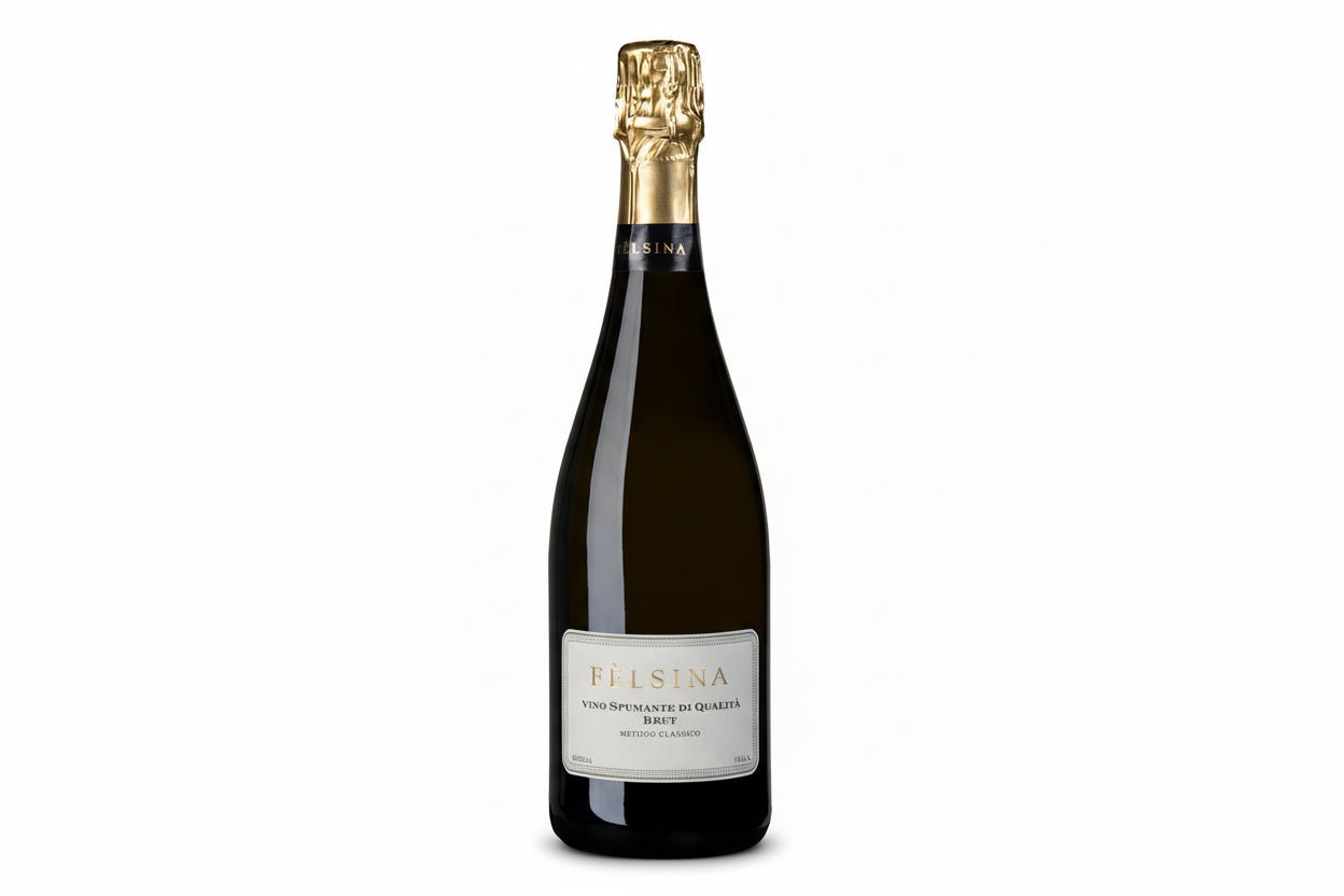 Spumante Brut Fèlsina bollicine italiane eleganti bottiglia di spumante premium della cantina Fèlsina in Toscana.